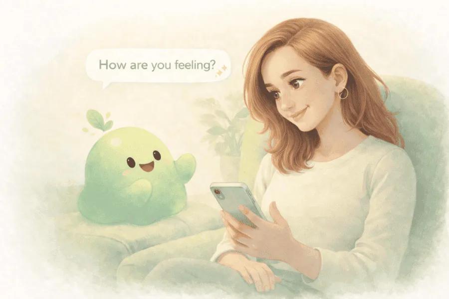 A calm conversation about food instead of anxious calorie counting — Nuvvoo gently asking how are you feeling