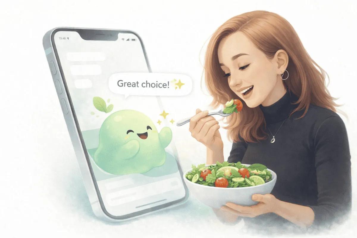 Nuvvoo AI chat tracking a healthy meal